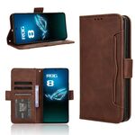 Per ASUS ROG Phone 8 Custodia in pelle con texture di vitello e slot per schede (marrone)