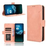 Per ASUS ROG Phone 8 Pro Custodia in pelle con texture di vitello e slot per schede (rosa)