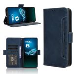 Per ASUS ROG Phone 8 Pro Custodia in pelle con texture di vitello e slot per schede (blu)