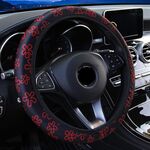 Coprivolante per auto in tessuto stampato senza fascia elastica interna, modello: fiore a cinque stelle rosso