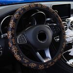 Coprivolante per auto in tessuto stampato senza fascia elastica interna, modello: fiore a cinque stelle arancione