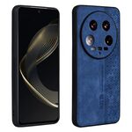 Custodia per telefono con sensazione di pelle in rilievo 3D per Xiaomi 14 Ultra AZNS (blu zaffiro)