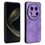 Custodia per telefono con sensazione di pelle in rilievo 3D per Xiaomi 14 Ultra AZNS (viola)