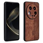 Custodia per telefono con sensazione di pelle in rilievo 3D per Xiaomi 14 Ultra AZNS (marrone)