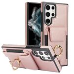 Per Samsung Galaxy S22 Ultra 5G Custodia elastica per porta carte di credito Custodia per telefono (oro rosa)