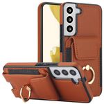 Custodia per telefono con supporto ad anello per borsa elastica per Samsung Galaxy S22+ 5G (marrone)