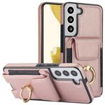Custodia per telefono con supporto ad anello per borsa elastica per Samsung Galaxy S22+ 5G (oro rosa)