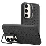 Custodia per telefono in TPU con supporto per lente radiante a nido d'ape per Samsung Galaxy S23 5G (nera)