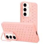 Custodia per telefono in TPU con supporto per lente radiante a nido d'ape per Samsung Galaxy S23 FE 5G (rosa)