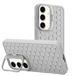Custodia per telefono in TPU con supporto per lente radiante a nido d'ape per Samsung Galaxy S23 FE 5G (grigio)