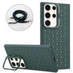 Per Samsung Galaxy S24 Ultra 5G Custodia per telefono in TPU con supporto radiante a nido d'ape con cordino (verde)