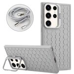 Per Samsung Galaxy S24 Ultra 5G Custodia per telefono in TPU con supporto radiante a nido d'ape con cordino (grigio)