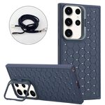 Per Samsung Galaxy S24 Ultra 5G Custodia per telefono in TPU con supporto radiante a nido d'ape con cordino (blu)