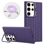 Per Samsung Galaxy S24 Ultra 5G Custodia per telefono in TPU con supporto radiante a nido d'ape con cordino (viola)