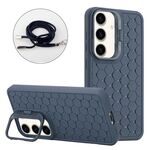 Per Samsung Galaxy S23 FE 5G Custodia per telefono in TPU con supporto radiante a nido d'ape con cordino (blu)