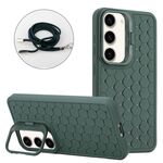 Per Samsung Galaxy S23+ 5G Custodia per telefono in TPU con supporto radiante a nido d'ape con cordino (verde)