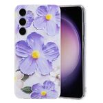 Per Samsung Galaxy S23 5G Custodia per telefono in TPU con motivo dipinto colorato (fiori viola)