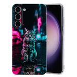 Per Samsung Galaxy S23 5G Custodia per telefono in TPU con motivo dipinto colorato (Semaforo Cat)