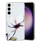 Per Samsung Galaxy S23+ 5G Custodia per telefono in TPU con motivo dipinto colorato (fiori bianchi)
