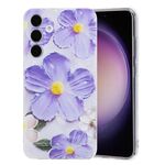 Per Samsung Galaxy S23 FE 5G Custodia per telefono in TPU con motivo dipinto colorato (fiori viola)