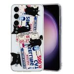 Per Samsung Galaxy S23 FE 5G Custodia per telefono in TPU con motivo dipinto colorato (gatto nero)
