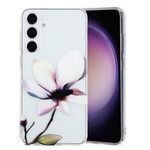 Per Samsung Galaxy S23 FE 5G Custodia per telefono in TPU con motivo dipinto colorato (fiori bianchi)