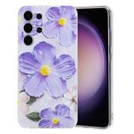Per Samsung Galaxy S24 Ultra 5G Custodia per telefono in TPU con motivo dipinto colorato (fiori viola)