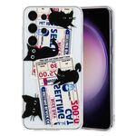 Per Samsung Galaxy S24 Ultra 5G Custodia per telefono in TPU con motivo dipinto colorato (gatto nero)