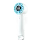 Ventilatore Turbo portatile con display digitale con ricarica USB, piccolo ventilatore pieghevole portatile con fibbia (bianco)