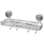 Scaffale a ventosa per bagno, senza perforazione, per bagno domestico, scaffale organizzato a parete (argento trasparente)