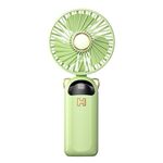 Ventilatore di ricarica USB con display digitale pieghevole, portatile, muto, appeso al collo, piccolo ventilatore da esterno (verde)