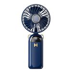 Ventilatore di ricarica USB con display digitale pieghevole, portatile, muto, appeso al collo, piccolo ventilatore da esterno (blu)