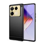Per Infinix Note 40 Pro 5G Custodia per telefono TPU in fibra di carbonio con texture spazzolata (nera)
