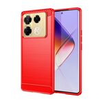 Custodia per telefono TPU in fibra di carbonio con texture spazzolata per Infinix Note 40 Pro 5G (rossa)