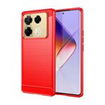 Custodia per telefono TPU in fibra di carbonio con texture spazzolata per Infinix Note 40 Pro 4G (rossa)