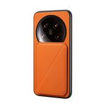 Per Xiaomi 14 Ultra D04 Custodia per telefono con doppio slot per scheda texture vitello (arancione)