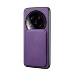 Per Xiaomi 14 Ultra D04 Custodia per telefono con doppio slot per scheda texture vitello (viola)