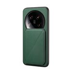 Per Xiaomi 14 Ultra D04 Custodia per telefono con doppio slot per scheda texture vitello (verde)