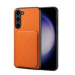 Per Samsung Galaxy S23 FE 5G D04 Custodia per telefono con doppio slot per scheda texture vitello (arancione)