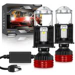 N5 1 paio fari con lente LED per auto H4 a doppio tubo di rame (colore pistola + rosso)