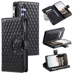 Per Samsung Galaxy S23 FE 5G Glitter Lattice Custodia a portafoglio in pelle con cerniera (Nero)