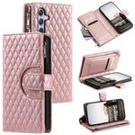 Per Samsung Galaxy S23 FE 5G Glitter Lattice Custodia a portafoglio in pelle con cerniera (oro rosa)