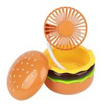 Mini ventilatore da tavolo a forma di hamburger con specchio cosmetico (giallo)