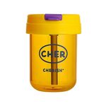 Mini tazza da acqua per bambini da 300 ml, a prova di perdite, in plastica, portatile, con cannuccia (giallo)