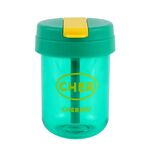 Mini tazza da acqua per bambini da 300 ml, a prova di perdite, in plastica, portatile, con cannuccia (verde)