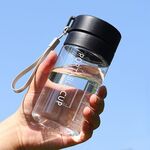 Tazza sportiva da esterno di grande capacità Tazze da tè portatili a prova di perdite in plastica satinata, colore: nero trasparente da 400 ml