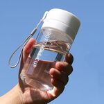 Tazza sportiva da esterno di grande capacità Tazze da tè portatili a prova di perdite in plastica satinata, colore: bianco trasparente da 400 ml