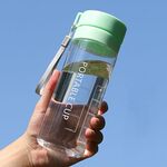 Tazza sportiva da esterno di grande capacità Tazze da tè portatili a prova di perdite in plastica satinata, colore: verde trasparente da 600 ml