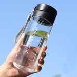 Tazza sportiva da esterno di grande capacità Tazze da tè portatili a prova di perdite in plastica satinata, colore: nero trasparente da 600 mm