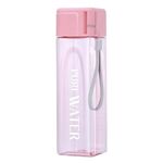 Tazza quadrata semplice da 500 ml Tazza di plastica portatile resistente al calore a prova di perdite (rosa)